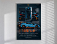 Lamborghini Huracan STO poster framed in white on a clean gallery wall