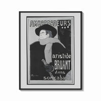 Framed Man in hat and scarf print shown as a bold statement piece on a clean gallery wall