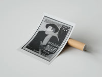 Rolled Man in hat and scarf poster beside its crush-resistant kraft shipping tube