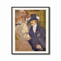 Framed Man in top hat with women print shown as a bold statement piece on a clean gallery wall