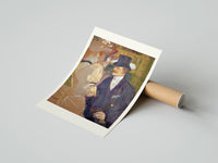 Rolled Man in top hat with women poster beside its crush-resistant kraft shipping tube
