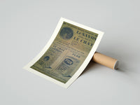 Rolled Vintage French soap advertisement with cat poster beside its crush-resistant kraft shipping tube