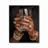 Framed Leopard Nails and Gold Rings print shown as a bold statement piece on a clean gallery wall