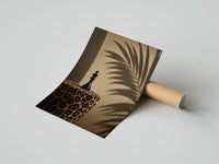 Gently curled Leopard Print Chess King print beside its protective shipping tube