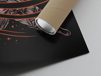 Matte paper-texture close-up of the Anime warrior swinging dual blades print
