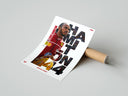 Rolled Lewis Hamilton F1 driver portrait poster beside its crush-resistant kraft shipping tube