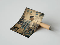 Rolled Lionel Messi in an Argentina No.10 shirt poster beside its crush-resistant kraft shipping tube