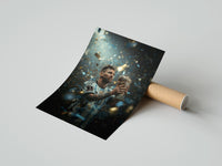 Rolled Footballer kissing World Cup trophy poster beside its crush-resistant kraft shipping tube