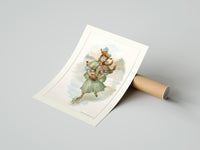 Rolled Victorian woman ice skating poster beside its crush-resistant kraft shipping tube
