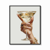 Framed Martini Glass print shown as a bold statement piece on a clean gallery wall