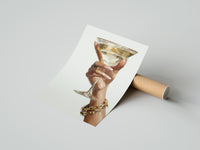 Gently curled Martini Glass print beside its protective shipping tube