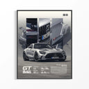 Framed Mercedes-AMG GT Black Series print shown as a statement piece on a gallery wall