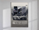Mercedes-AMG GT Black Series poster framed in white on a clean gallery wall