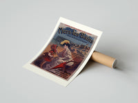 Rolled woman and child at beach poster beside its crush-resistant kraft shipping tube