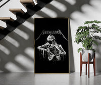 Metallica Decaying Corpse Skeleton framed print on a staircase entryway wall beside a plant