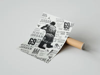 Rolled Michael Jordan slam dunk poster beside its crush-resistant kraft shipping tube