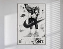 KAWS figure wearing Air Jordan sneakers poster in a slim frame on a bright wall with soft window light
