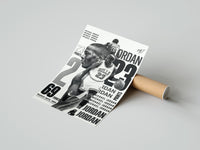 Rolled Michael Jordan basketball player poster beside its crush-resistant kraft shipping tube