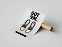 Mocha Air Jordan 1 High OG Cactus Jack poster partially unrolled from a cardboard tube