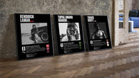 Hip Hop Legends Set of 3 leaning on parquet beside a vintage loft door