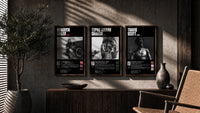 Hip Hop Legends Set of 3 in walnut frames above a sideboard in a warm room