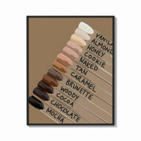 Framed Nail Swatches in Brown Tones print shown as a bold statement piece on a clean gallery wall