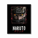Framed Naruto Uzumaki close-up face print shown as a bold statement piece on a clean gallery wall