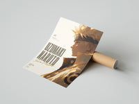 Rolled Naruto Uzumaki side profile portrait poster beside its crush-resistant kraft shipping tube