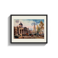 Framed London National Gallery vintage cityscape print shown as a wide statement piece on a clean white wall