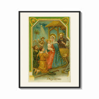 Framed Nativity A Merry Christmas print shown as a bold statement piece on a clean gallery wall