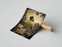 Rolled Neymar Jr in a Brazil number 10 jersey poster beside its crush-resistant kraft shipping tube