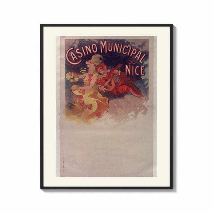 Framed woman with cymbals and mandolin player print shown as a bold statement piece on a clean gallery wall