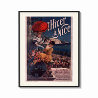 Framed two elegant women with red parasol print shown as a bold statement piece on a clean gallery wall