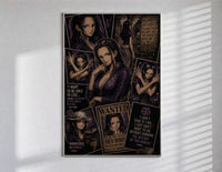 Nico Robin anime character collage poster in a slim frame on a bright wall with soft window light
