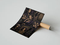 Rolled Nico Robin anime character collage poster beside its crush-resistant kraft shipping tube