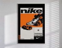 Nike Blazer high-top sneaker poster in a slim frame on a bright wall with soft window light