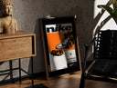 Walnut-framed Nike Blazer high-top sneaker print leaning against a sunlit rustic brick wall