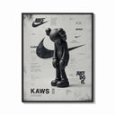 Framed KAWS Companion figure standing print shown as a bold statement piece on a clean gallery wall