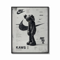 Framed KAWS Companion figure standing print shown as a bold statement piece on a clean gallery wall