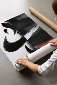 Nike swoosh logo athletic shoe design print laid flat in a styling flatlay
