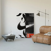 Nike swoosh logo athletic shoe design poster framed in a luxury living-room setting