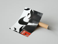 Nike swoosh logo athletic shoe design poster styled above furniture in a modern room