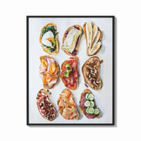 Framed Nine Crostini Grid print shown as a bold statement piece on a clean gallery wall