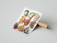 Gently curled Nine Crostini Grid print beside its protective shipping tube