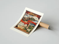 Rolled French coastal travel scenes poster beside its crush-resistant kraft shipping tube