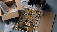 Usopp with wanted posters framed print being unpacked from protective bubble wrap and a box