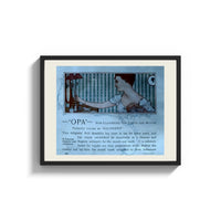 Framed Elegant woman holding hand mirror print shown as a wide statement piece on a clean white wall