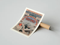 Rolled Orient Express railway travel poster poster beside its crush-resistant kraft shipping tube