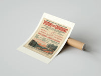 Rolled French Auvergne railway travel advertisement poster beside its crush-resistant kraft shipping tube