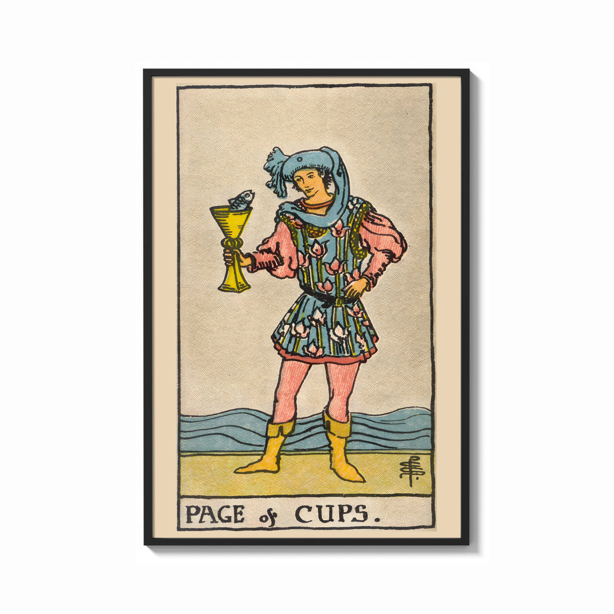 Framed Page of Cups print shown as a bold statement piece on a clean gallery wall